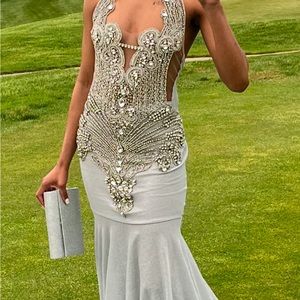 sliver prom dress